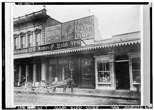 Stockton California James E Kidd Sign Painter Store 1870s Commercial Building Stockton California James E Kidd Sign Painter Store 1870s Commercial Building