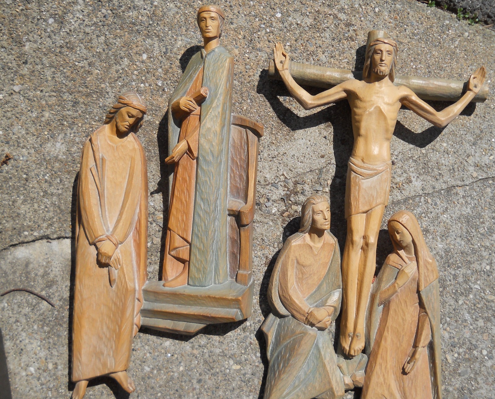 Wood Hand Carved Stations of the Cross