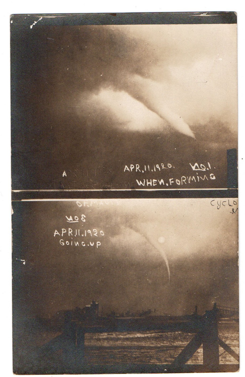 RPPC two views of Cyclone Tornado forming April 11 1920 Alabama? RPPC two views of Cyclone Tornado forming April 11 1920 Alabama?