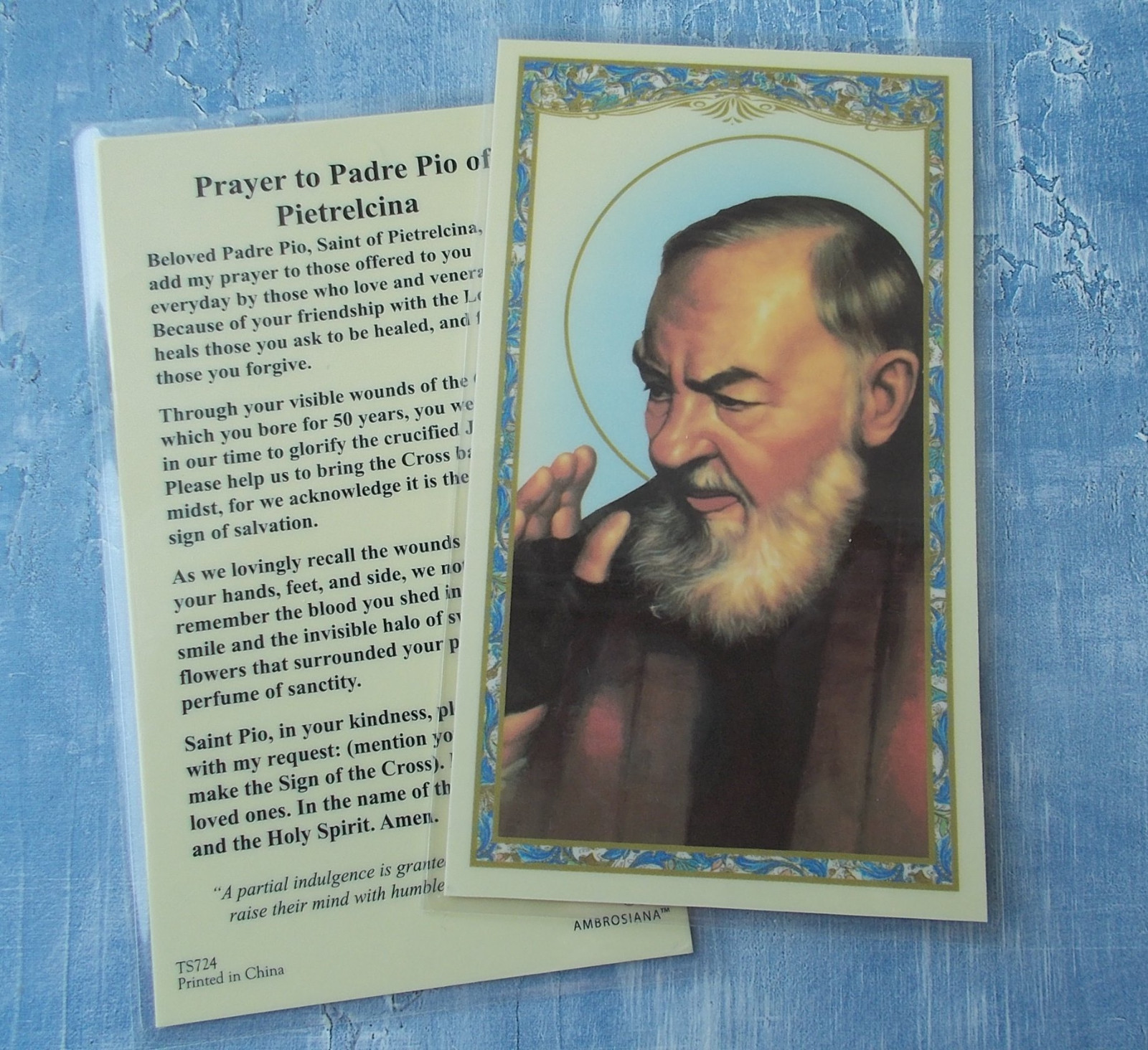 Saint St. Pio with Prayer to Padre Pio of Pietrelcina - Laminated Holy Card Saint St. Pio with Prayer to Padre Pio of Pietrelcina - Laminated Holy Card