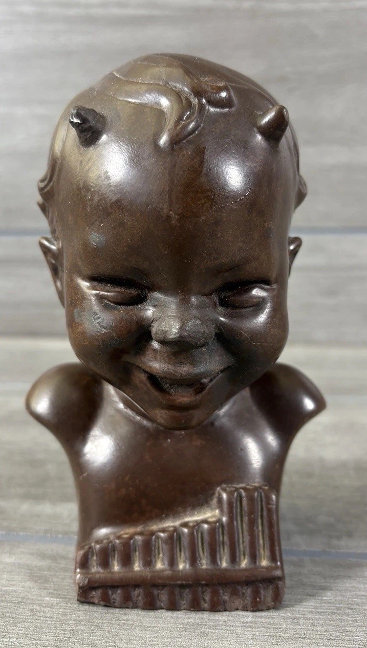 Vintage Laughing Baby Satyr Sculpture Designed by Helen Liedloff