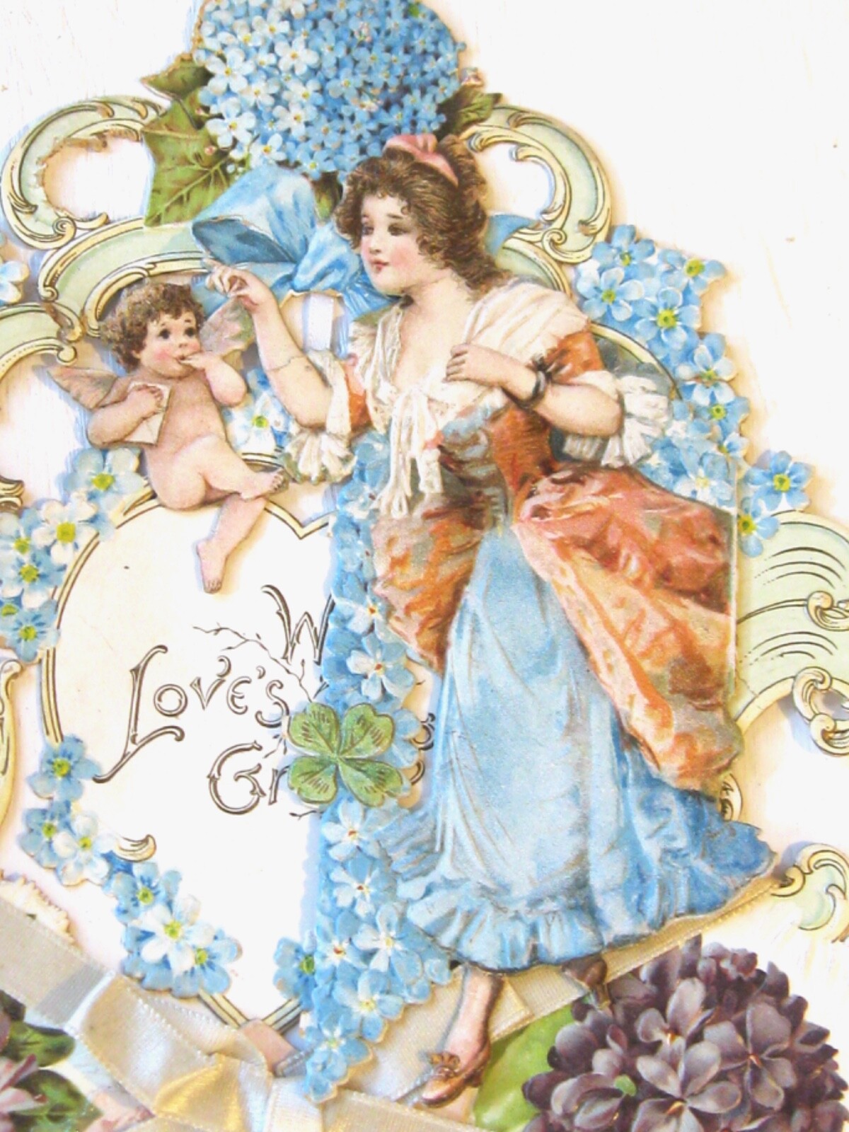 ANTIQUE VICTORIAN DIE CUT PAPER VALENTINE CHERUB ANGEL FLOWERS FANCY FRAME SHAPE ANTIQUE VICTORIAN DIE CUT PAPER VALENTINE CHERUB ANGEL FLOWERS FANCY FRAME SHAPE