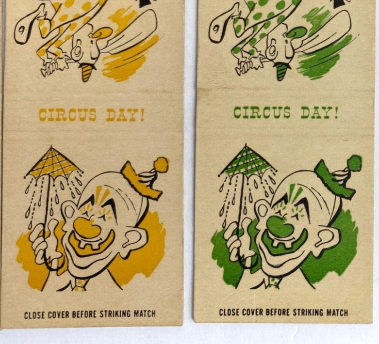 23 Vintage Circus Day Matchbook Covers Clowns Ringmaster Trapeze High Wire Lion