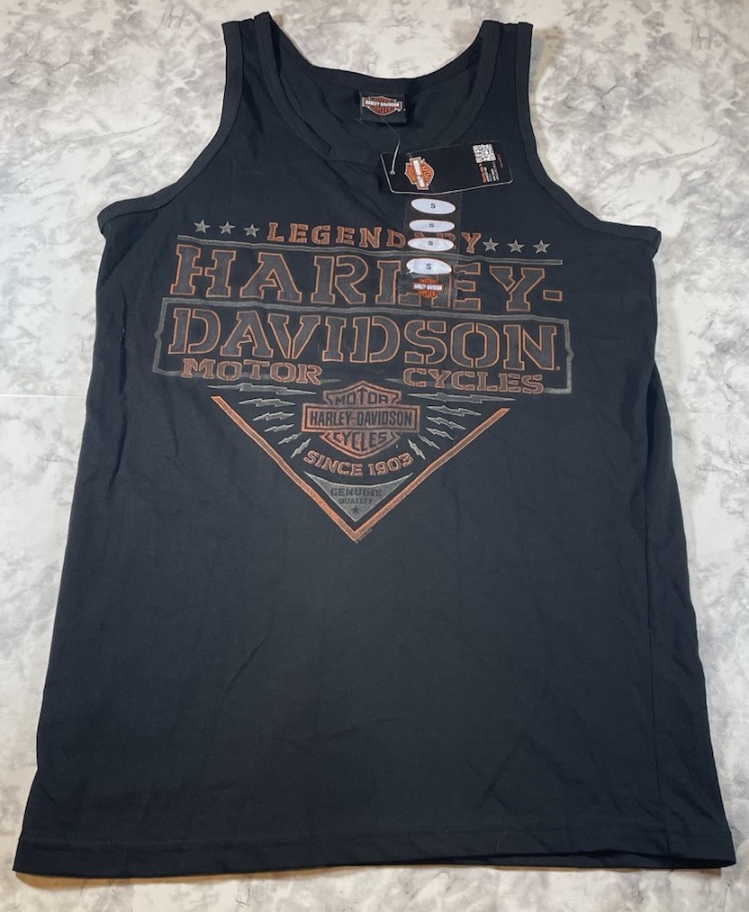 Harley Davidson Mens Tank Top Size Small NWT Graphics Logo Black Gainesville FL Harley Davidson Mens Tank Top Size Small NWT Graphics Logo Black Gainesville FL
