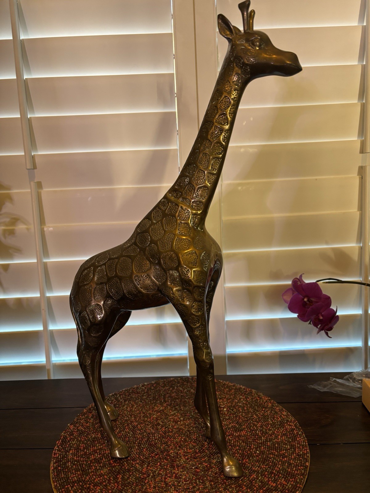 23" Tall Brass Giraffe Figurines 7lb Weight Detailed Aged Coloring Gentle Giant