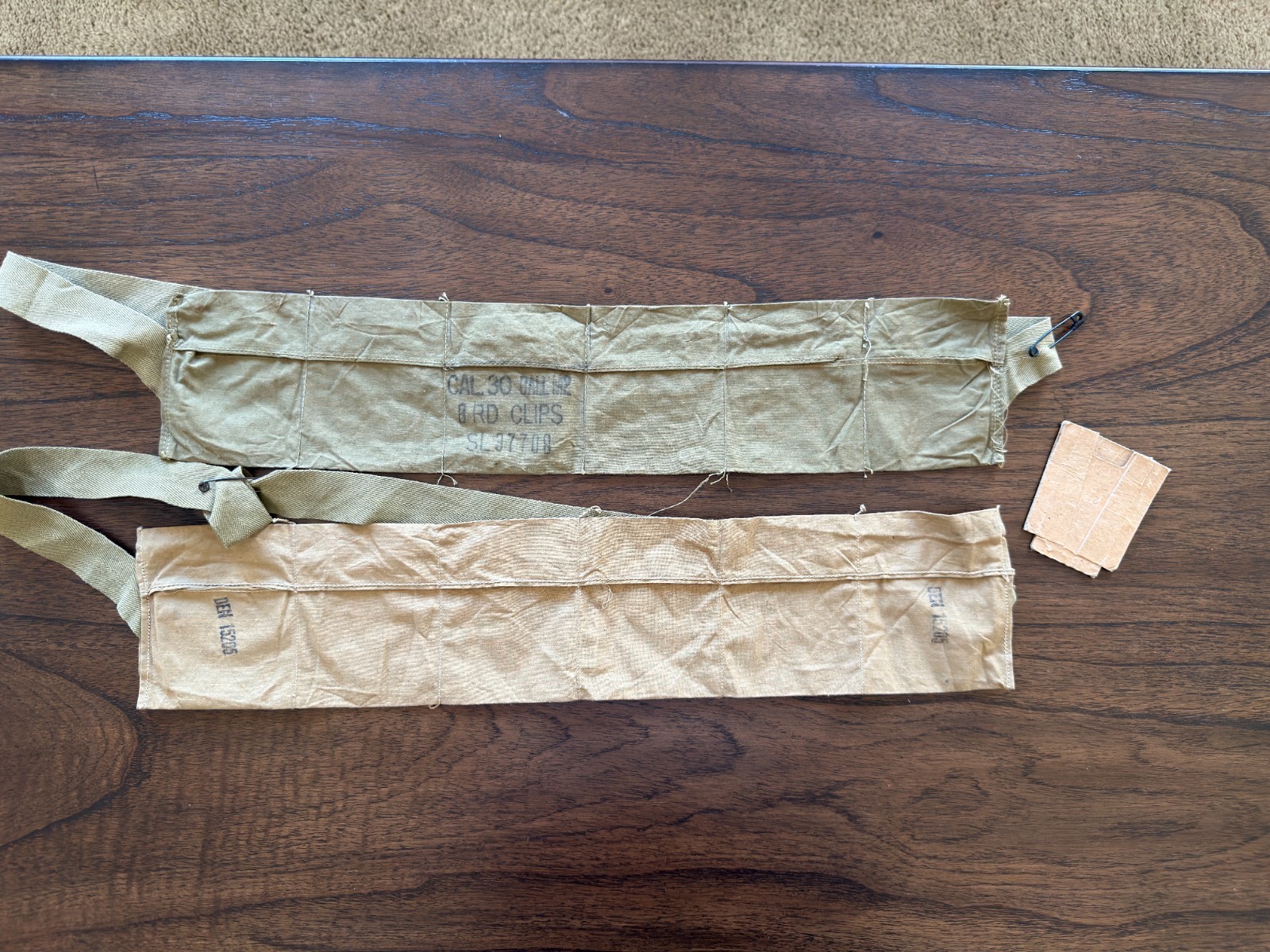 Original WWII WW2 US M1 Garand .30-06 Ammo Bandoliers w/ Cardboard Lot of 2 Original WWII WW2 US M1 Garand .30-06 Ammo Bandoliers w/ Cardboard Lot of 2