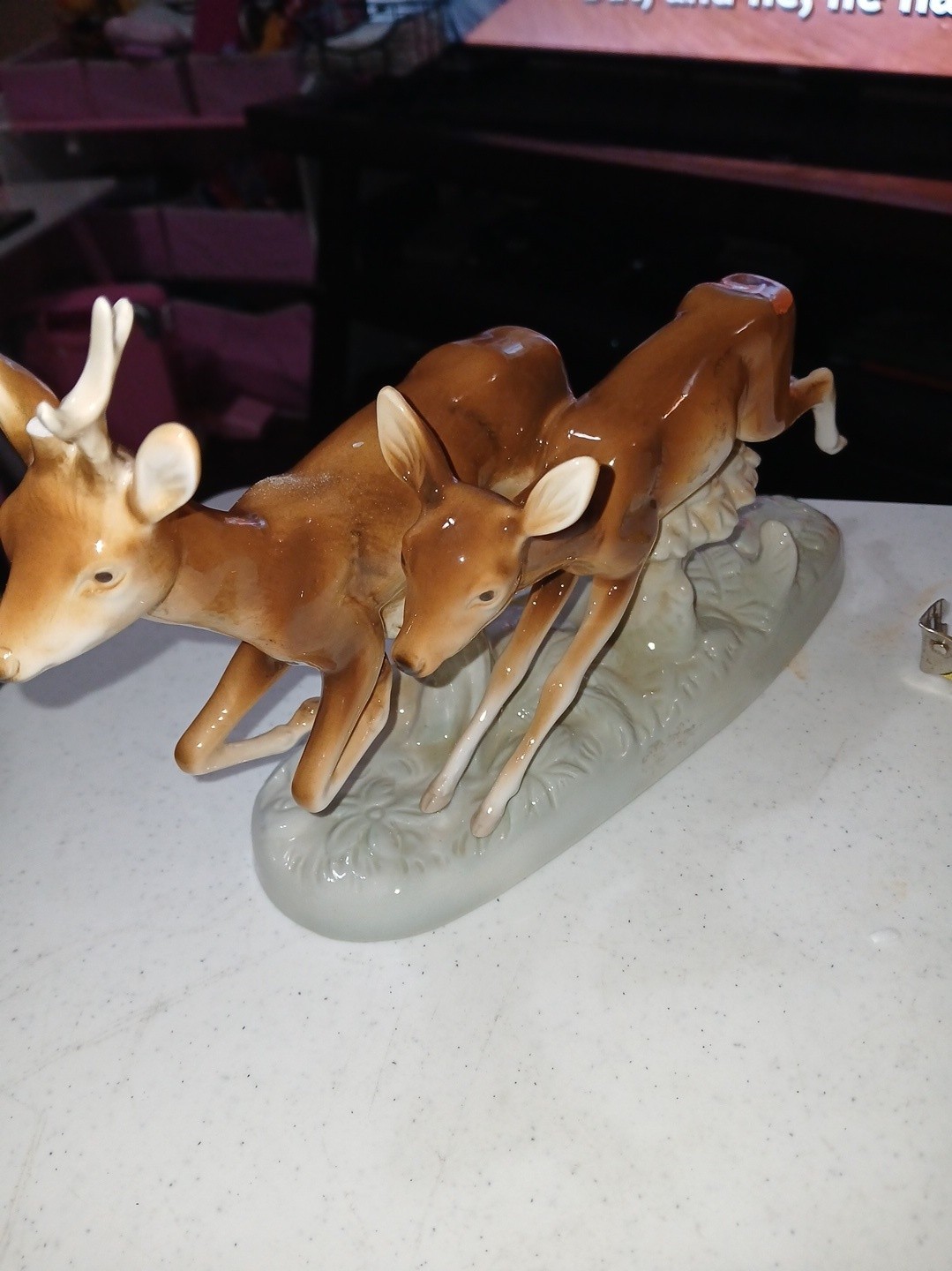 Vintage Royal Dux Bohemia Deer Figurine Buck & Doe Porcelain Czech 7.75” Vintage Royal Dux Bohemia Deer Figurine Buck & Doe Porcelain Czech 7.75”
