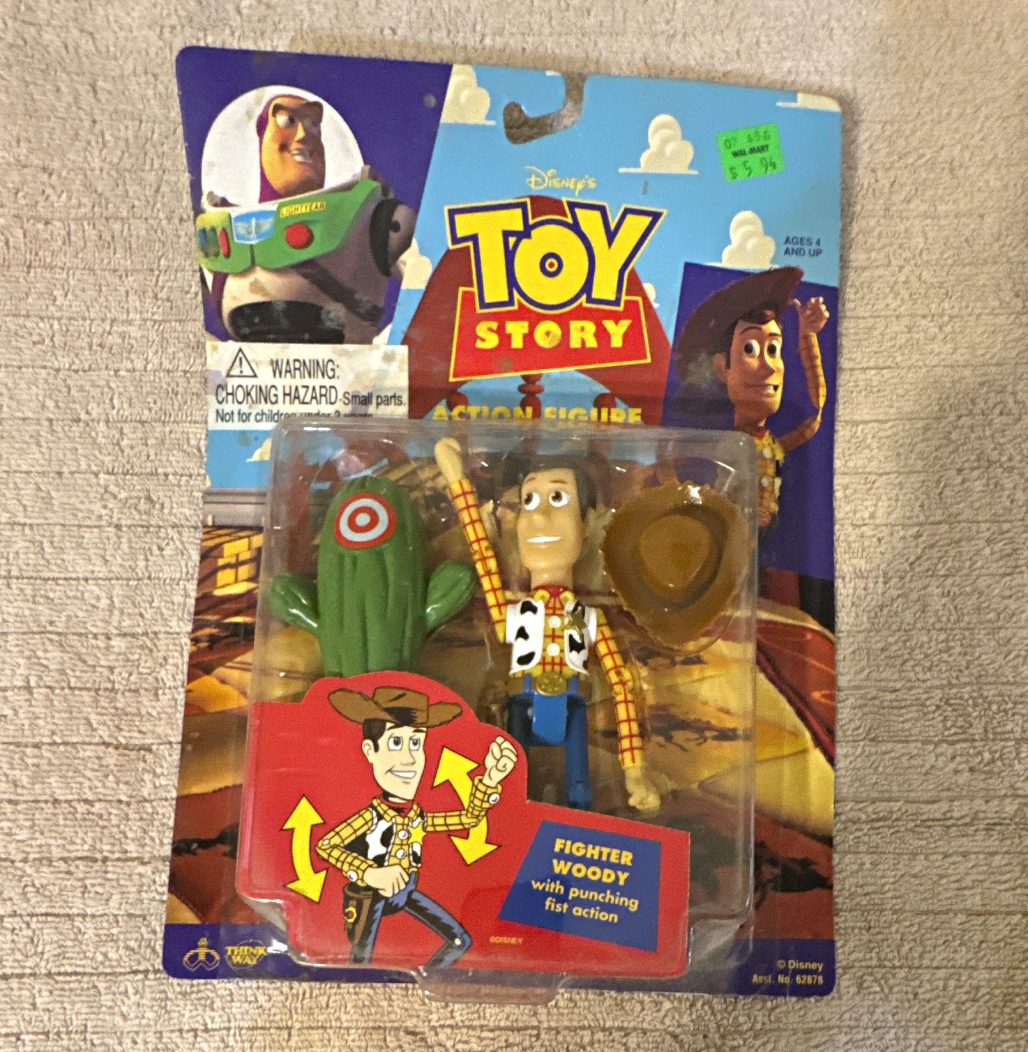 Thinkway Toys Toy Story Woody Fighter Pilot Action Figure 5" Punching Fist Thinkway Toys Toy Story Woody Fighter Pilot Action Figure 5" Punching Fist