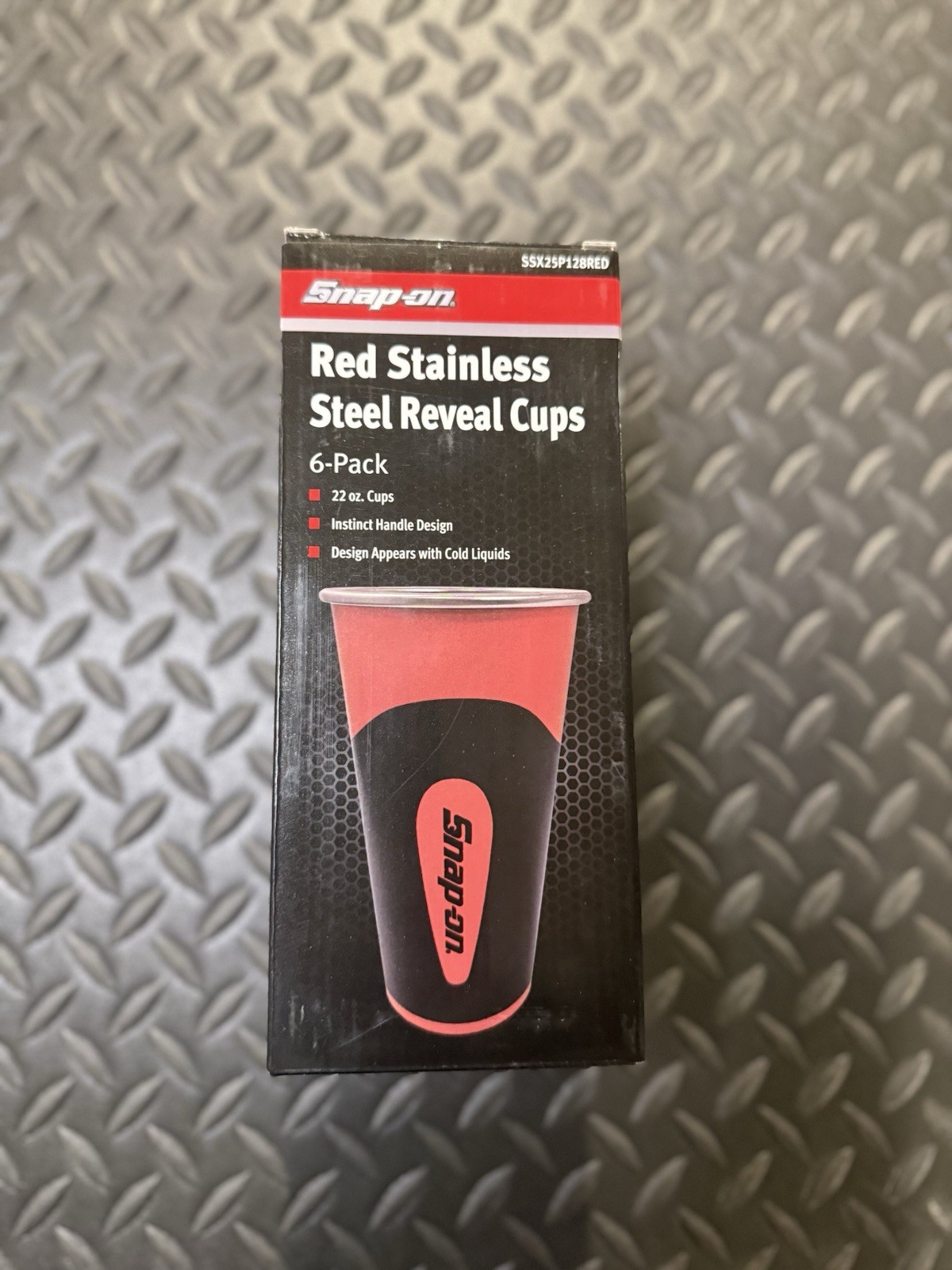 BRAND NEW SNAP ON TOOLS RED Stainless Steel Reveal Cups. 6-pack. 22oz.