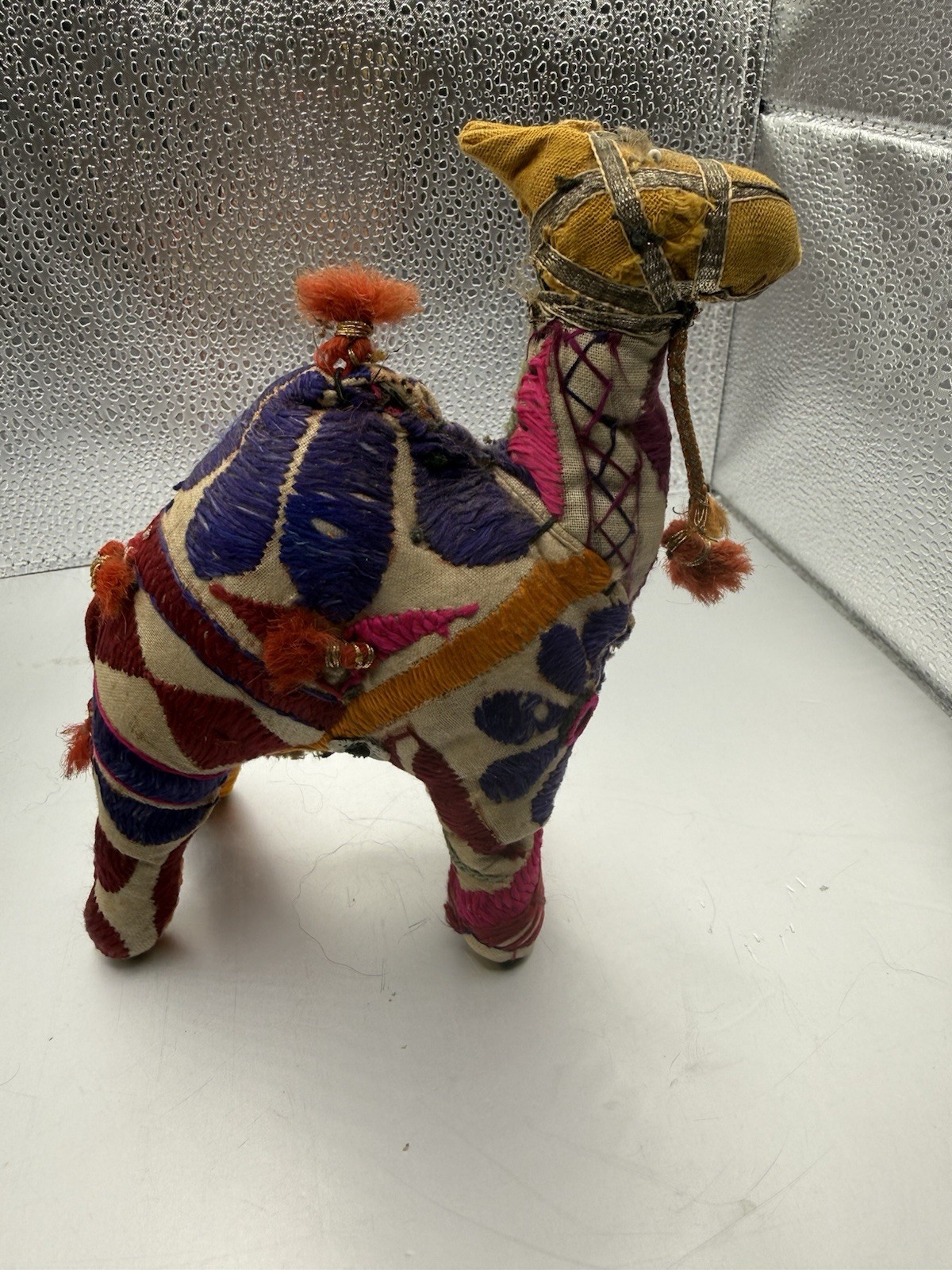 Vintage Handmade Indian Camel Figurine Hand Embroidered Cotton Folk Art Vintage Handmade Indian Camel Figurine Hand Embroidered Cotton Folk Art