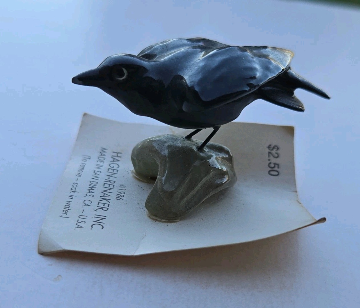 Rare 1987-88 Hagen Renaker Mini Crow on Branch Original 1986 Card San Dimas Rare 1987-88 Hagen Renaker Mini Crow on Branch Original 1986 Card San Dimas