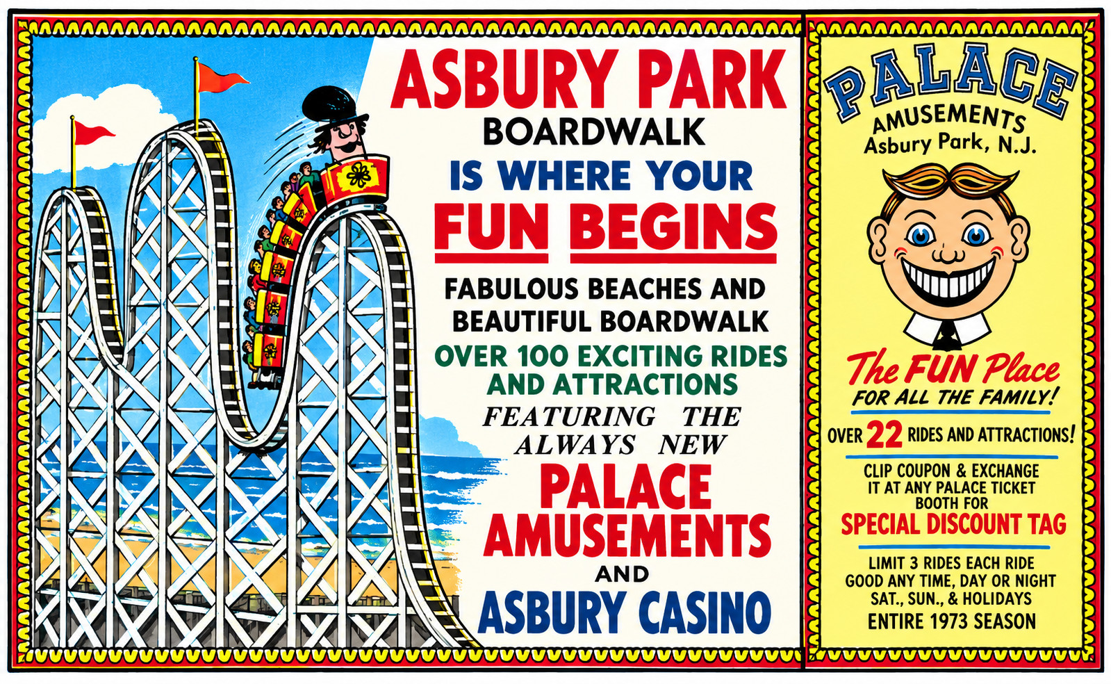 Vintage Palace Amusement Park Ad Magnet - Asbury Park, New Jersey Vintage Palace Amusement Park Ad Magnet - Asbury Park, New Jersey