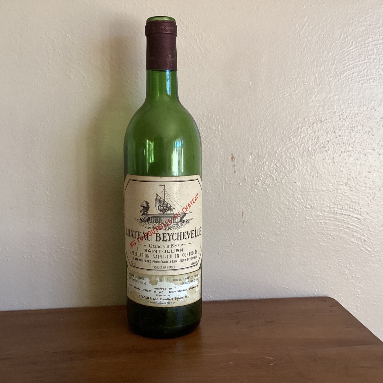 1980 Chateau Beychevelle Vintage French Bordeaux Wine Bottle (empty) 1980 Chateau Beychevelle Vintage French Bordeaux Wine Bottle (empty)