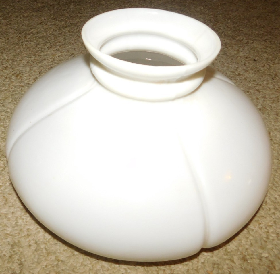 Vintage White Ribbed Milk Glass Hurricane Oil Electric Lamp Shade 10" Vintage White Ribbed Milk Glass Hurricane Oil Electric Lamp Shade 10"