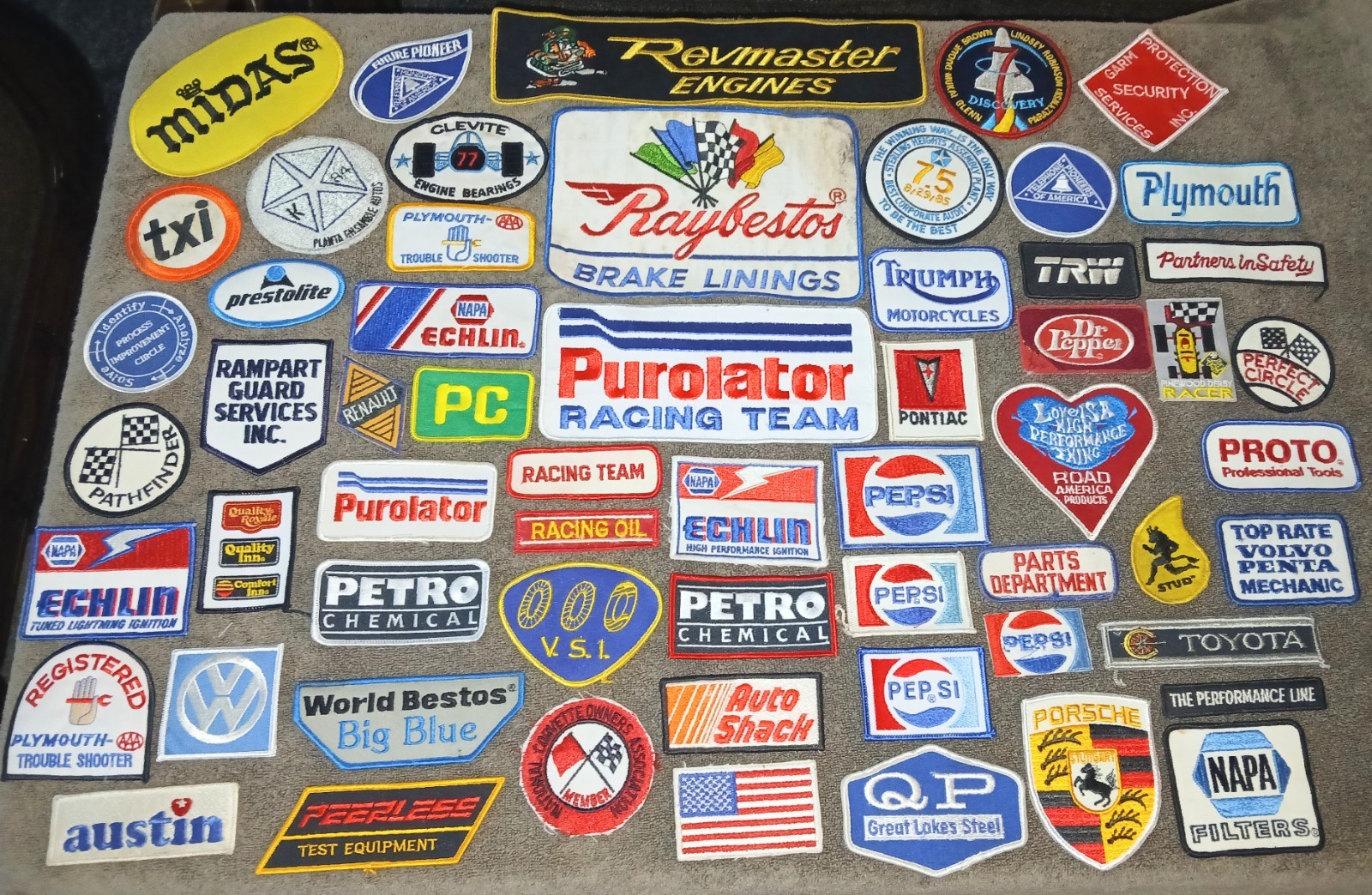 Vtg Racing Car Auto Gas Oil Parts Embroidered Patch Giant 59 Lot NOS New Rare