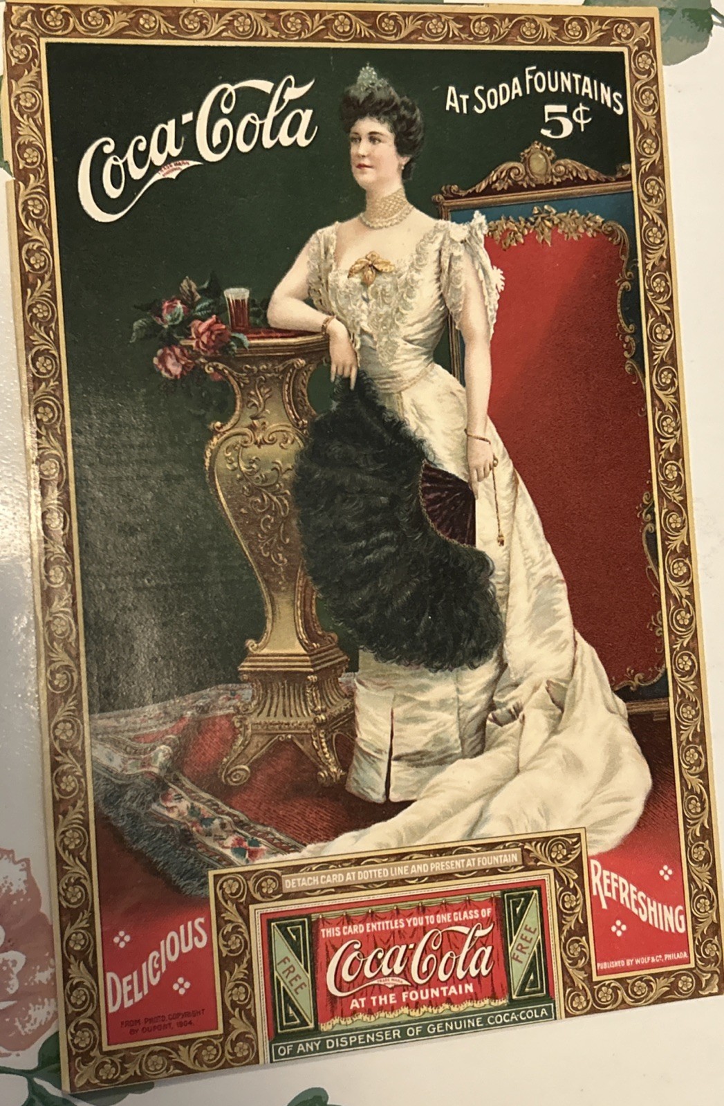 1905 Lillian Nordica Coca Cola Full Color -Sharp Ad With Full Drink Coupon .Nice