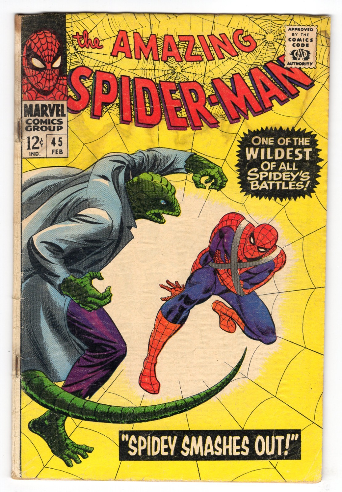 Amazing Spider-Man 45 1967 Marvel Comics G/VG 3.0 3rd App Lizard Gwen Stacy Amazing Spider-Man 45 1967 Marvel Comics G/VG 3.0 3rd App Lizard Gwen Stacy