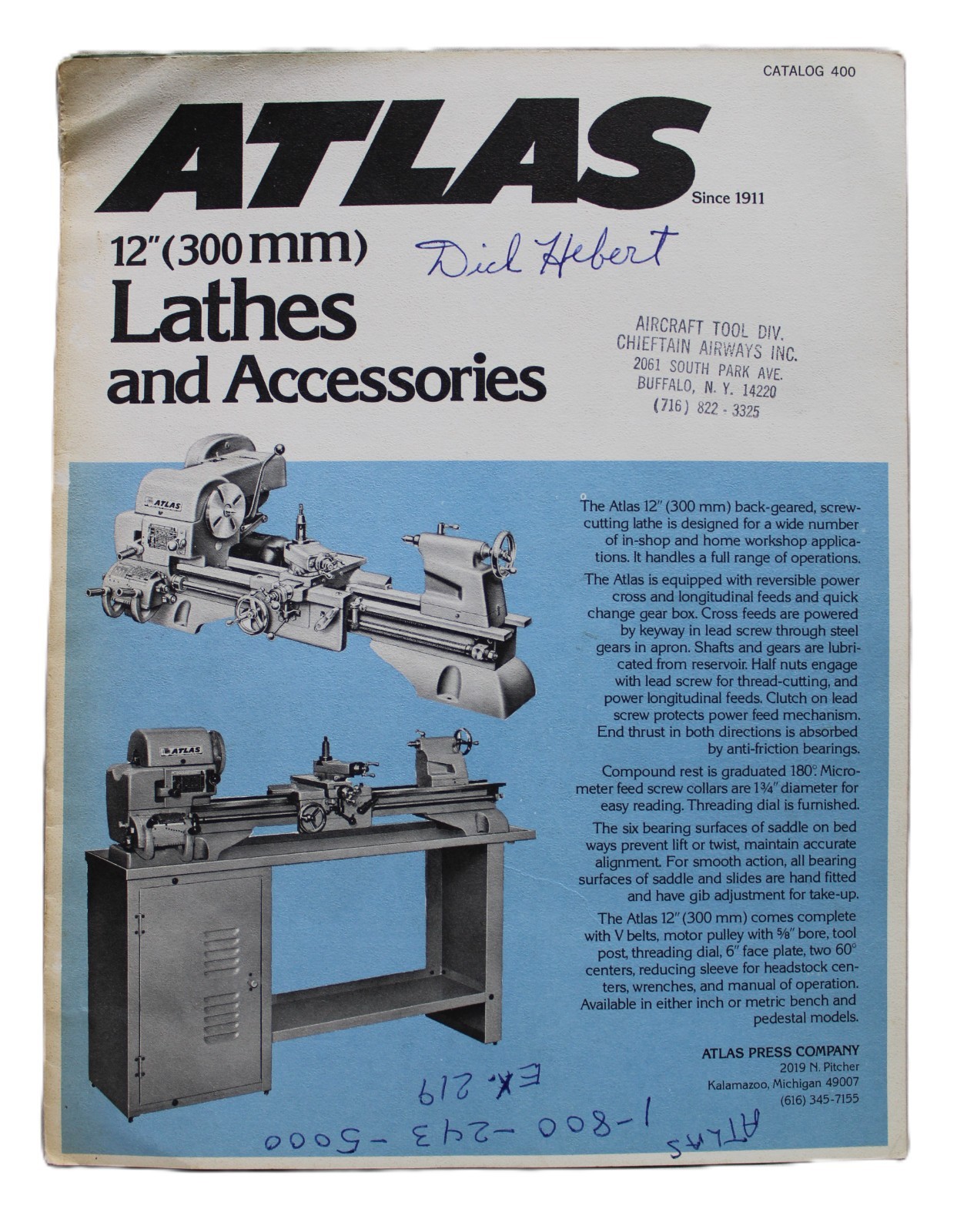 ATLAS LATHES CLAUSING CORPORATION ADVERTISING SALES CATALOG BROCHURE 1979 ATLAS LATHES CLAUSING CORPORATION ADVERTISING SALES CATALOG BROCHURE 1979