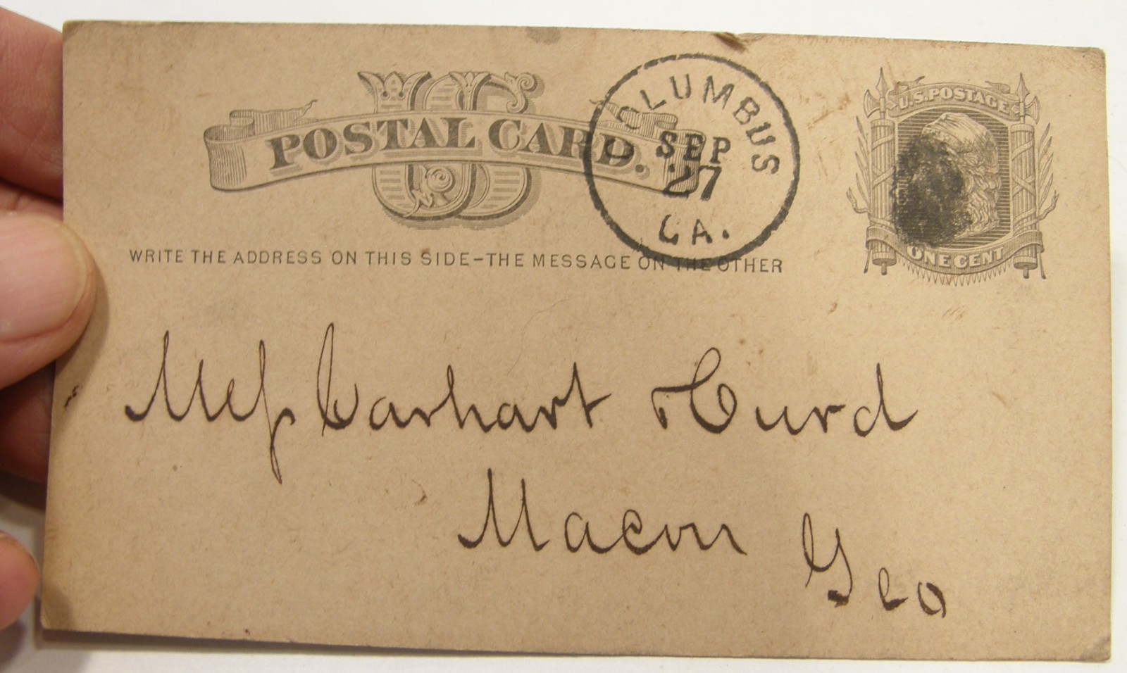 ANTIQUE 1877 US POSTAL CARD B F RUMNEY ALBANY GA DOUGHERTY COUNTY ANTIQUE 1877 US POSTAL CARD B F RUMNEY ALBANY GA DOUGHERTY COUNTY