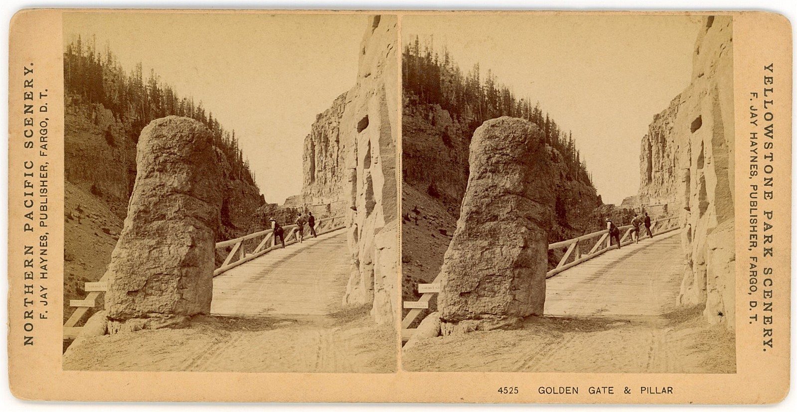 YELLOWSTONE STEREOVIEW - Golden Gate & Pillar - FJ Haynes 1880s