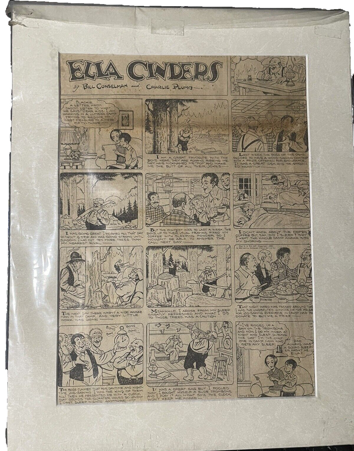 Ella Cinders Original Comic strip Bill Conselman Cinderella Metro News 1930 Ella Cinders Original Comic strip Bill Conselman Cinderella Metro News 1930
