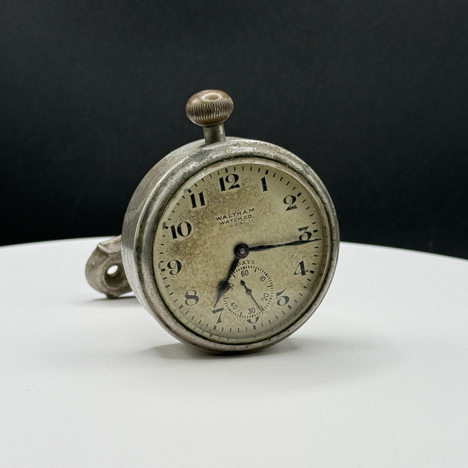 Antique Waltham 8-Day Dashboard Automobile Clock Steering Column Mount Antique Waltham 8-Day Dashboard Automobile Clock Steering Column Mount