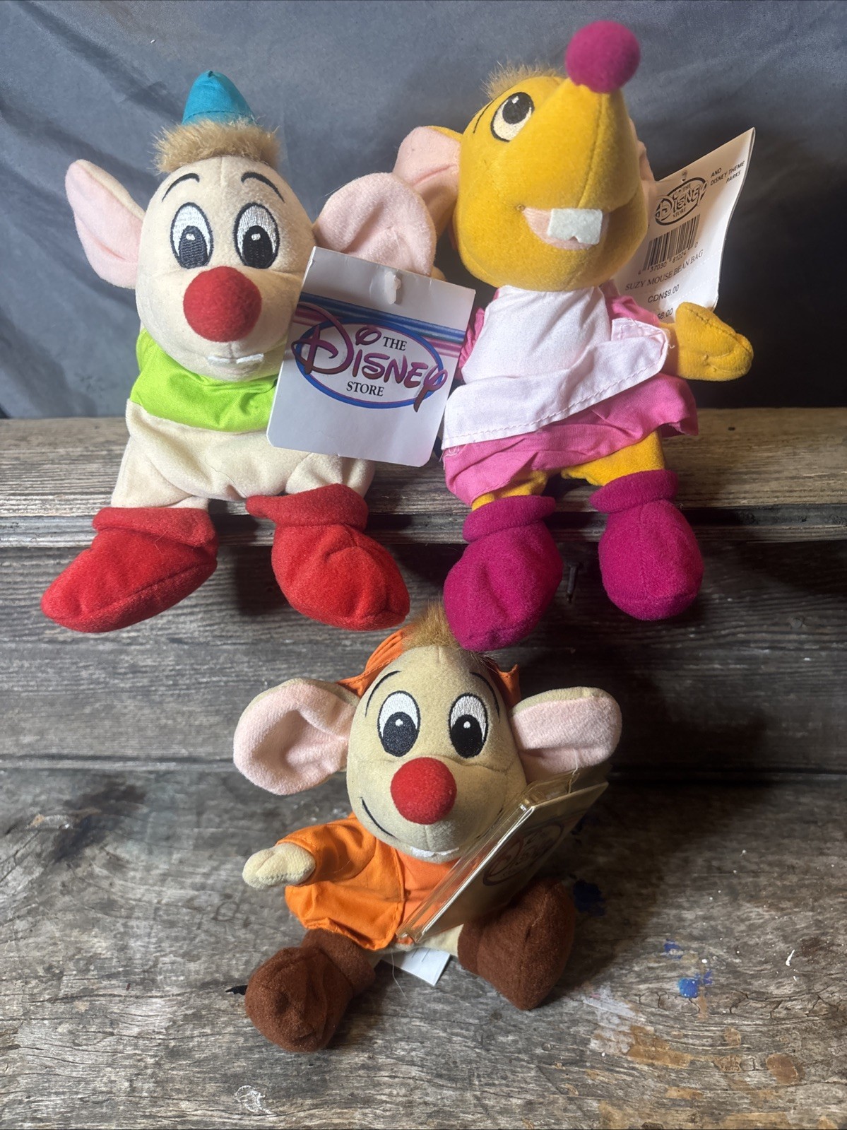 Vintage Disney Store Cinderella Mice Suzy Gus Jaq Mini Bean Bag Plush Lot -3 pcs Vintage Disney Store Cinderella Mice Suzy Gus Jaq Mini Bean Bag Plush Lot -3 pcs