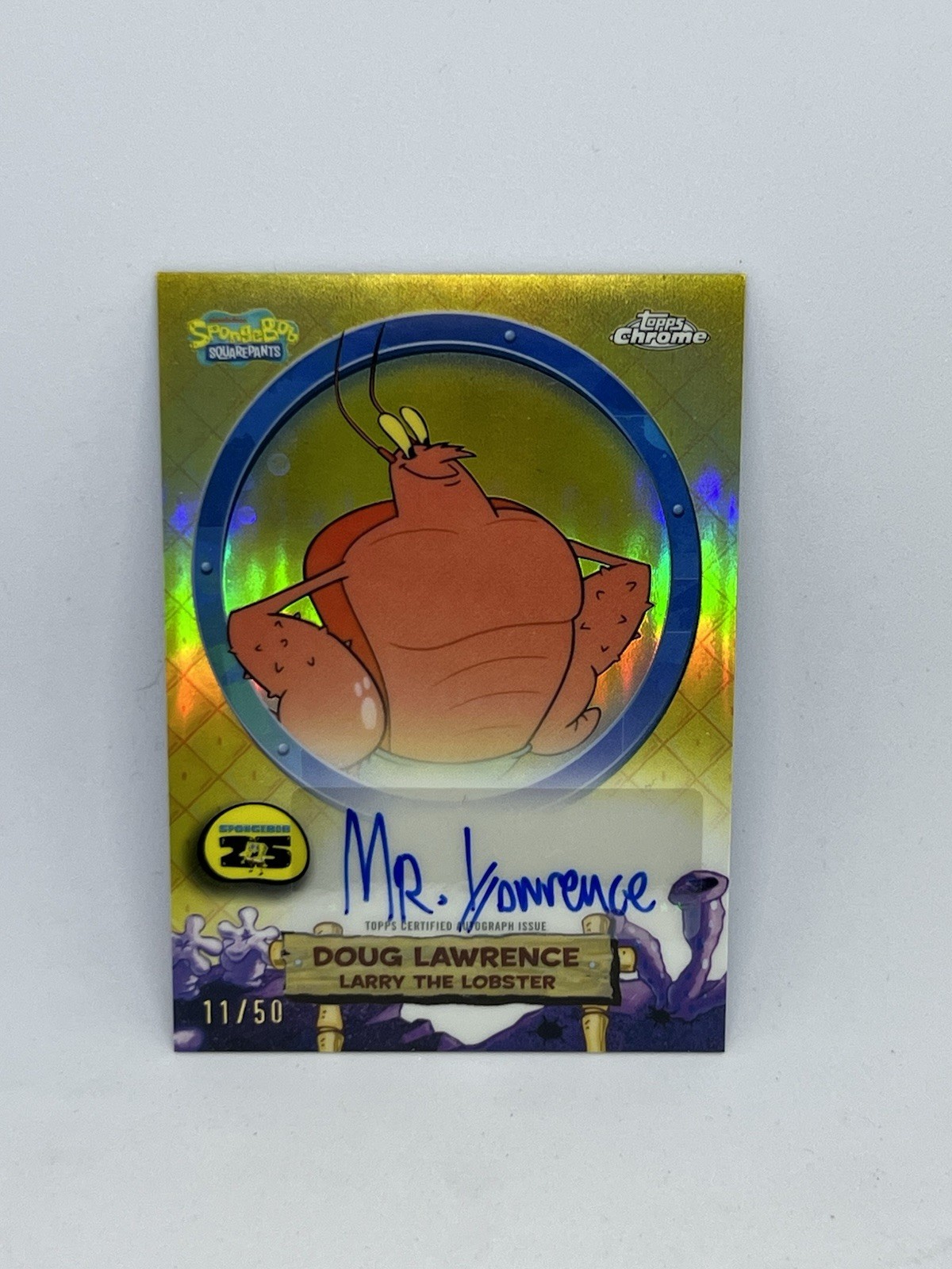 2025 Topps Chrome SpongeBob Larry The Lobster Solo Autograph True Gold /50 2025 Topps Chrome SpongeBob Larry The Lobster Solo Autograph True Gold /50