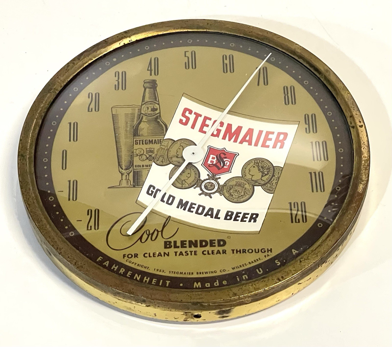 Vintage 1950s Stegmaier Beer Round Advertising Wall Thermometer Vintage 1950s Stegmaier Beer Round Advertising Wall Thermometer