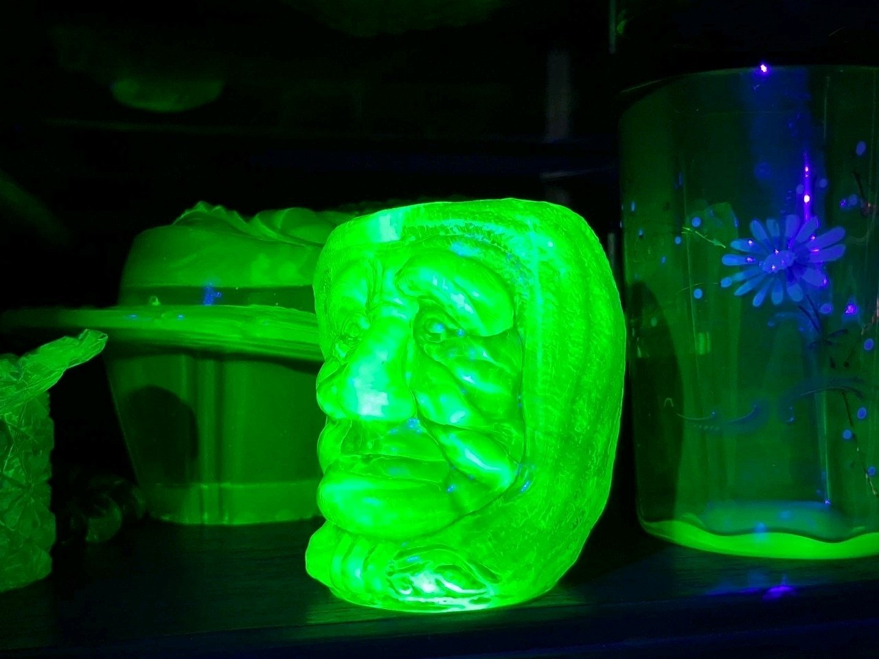 RARE Vaseline Glass Witch Head Toothpick Holder RARE Vaseline Glass Witch Head Toothpick Holder