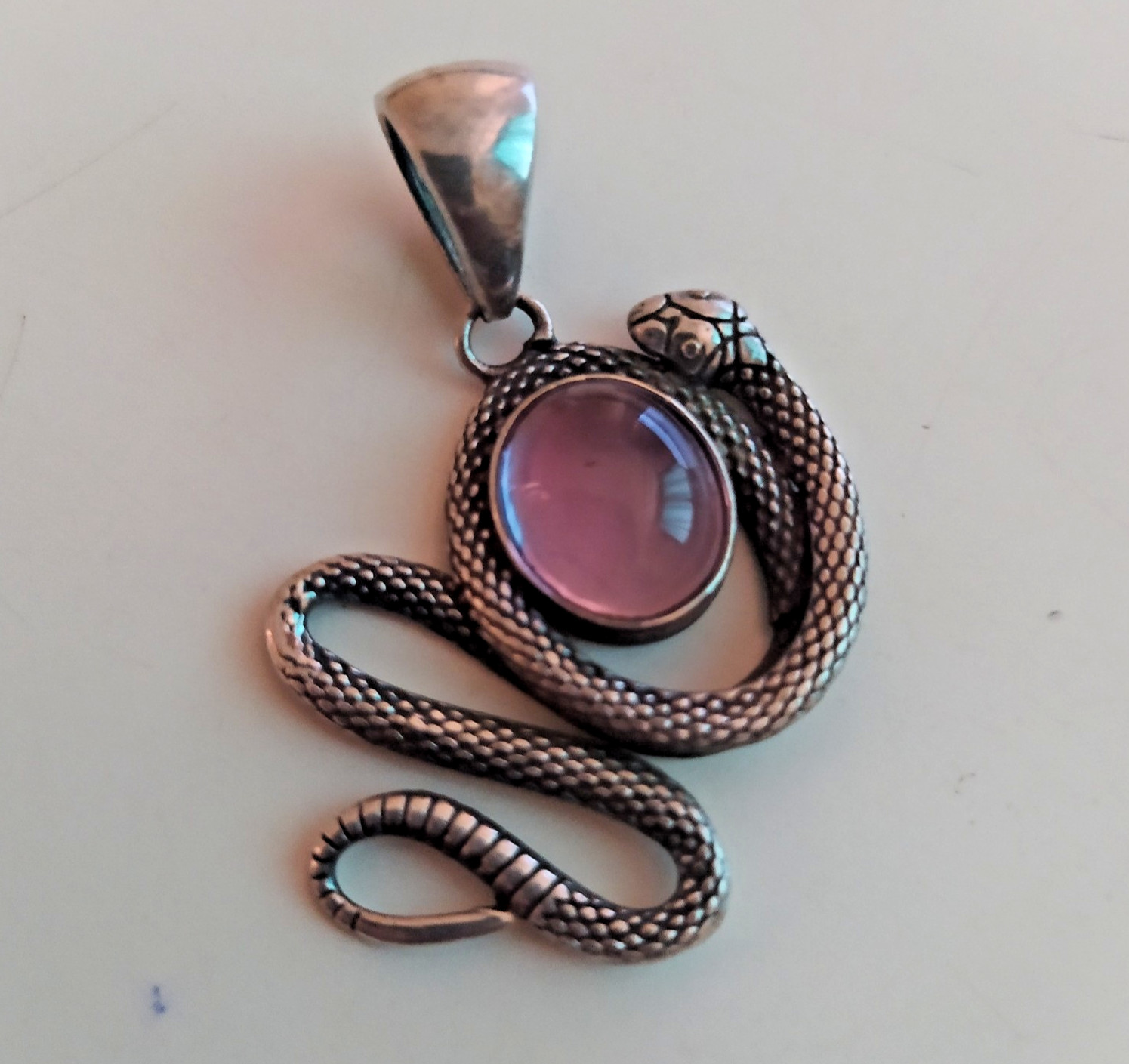 Ancient medieval Vintage Pendant Sterling Silver Engraved Snake Quartz Stone Ancient medieval Vintage Pendant Sterling Silver Engraved Snake Quartz Stone