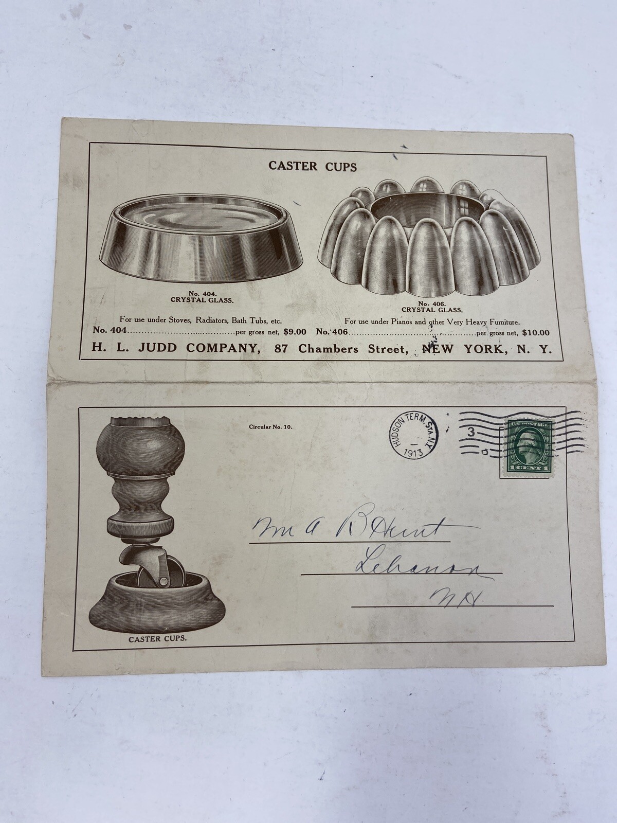 1913 H. L. Judd Company Advertising Fold Out Brochure Mailing Caster Cups 1913 H. L. Judd Company Advertising Fold Out Brochure Mailing Caster Cups