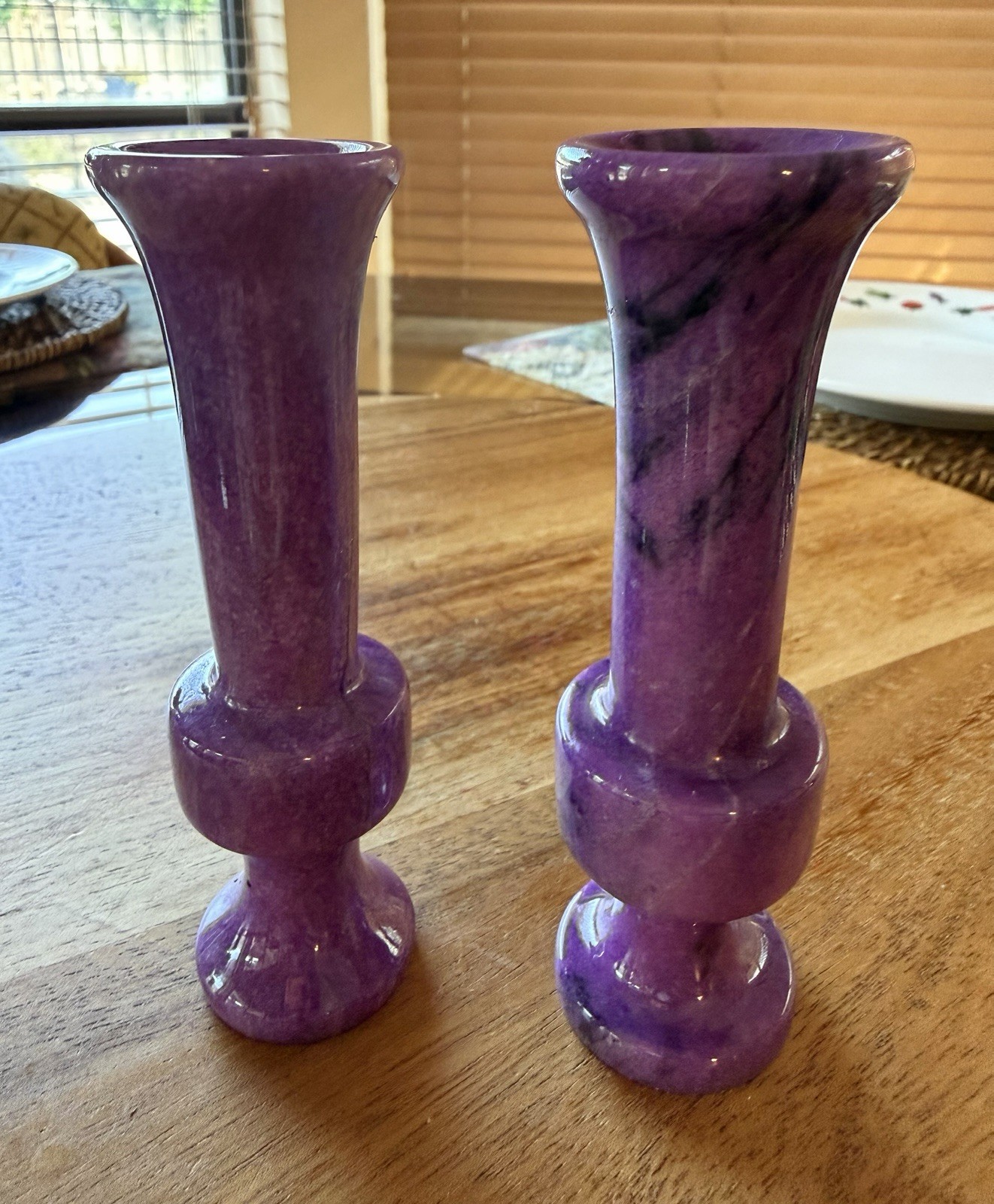 Pair Of Lavender Vases Alabaster Marble Postmodern Sculptural Pair Of Lavender Vases Alabaster Marble Postmodern Sculptural