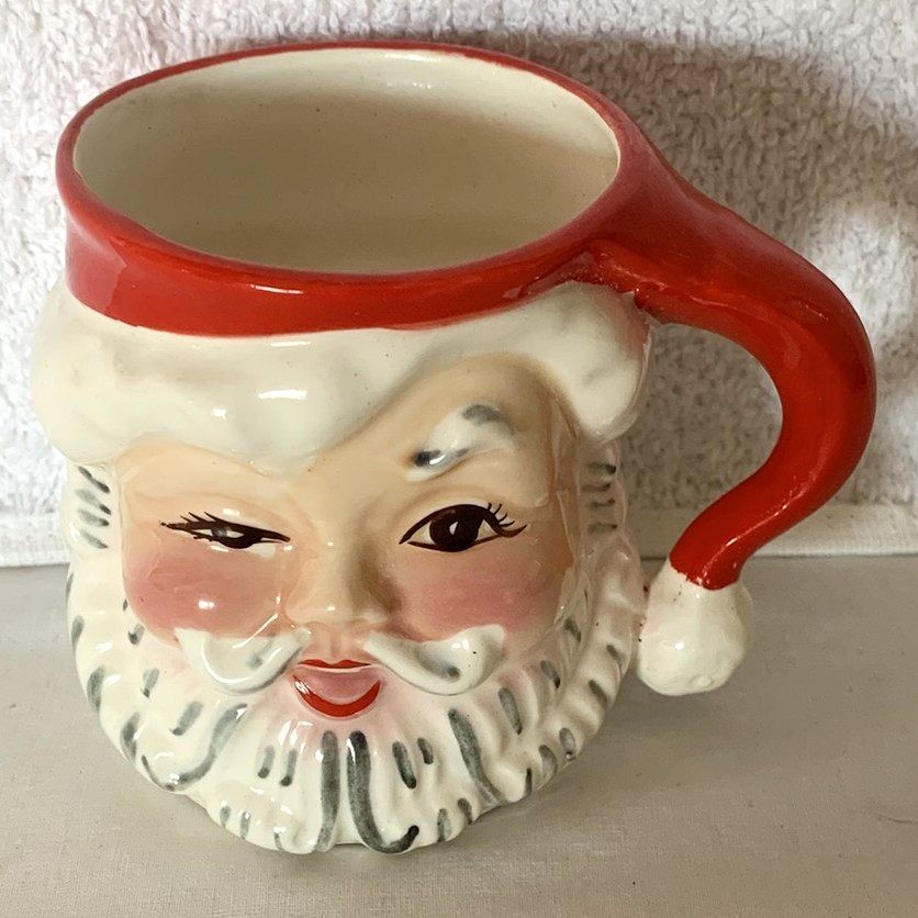 Vintage Napco Winking Santa Mug KDX-244 Ceramic Japan 1950s MCM Christmas Cup