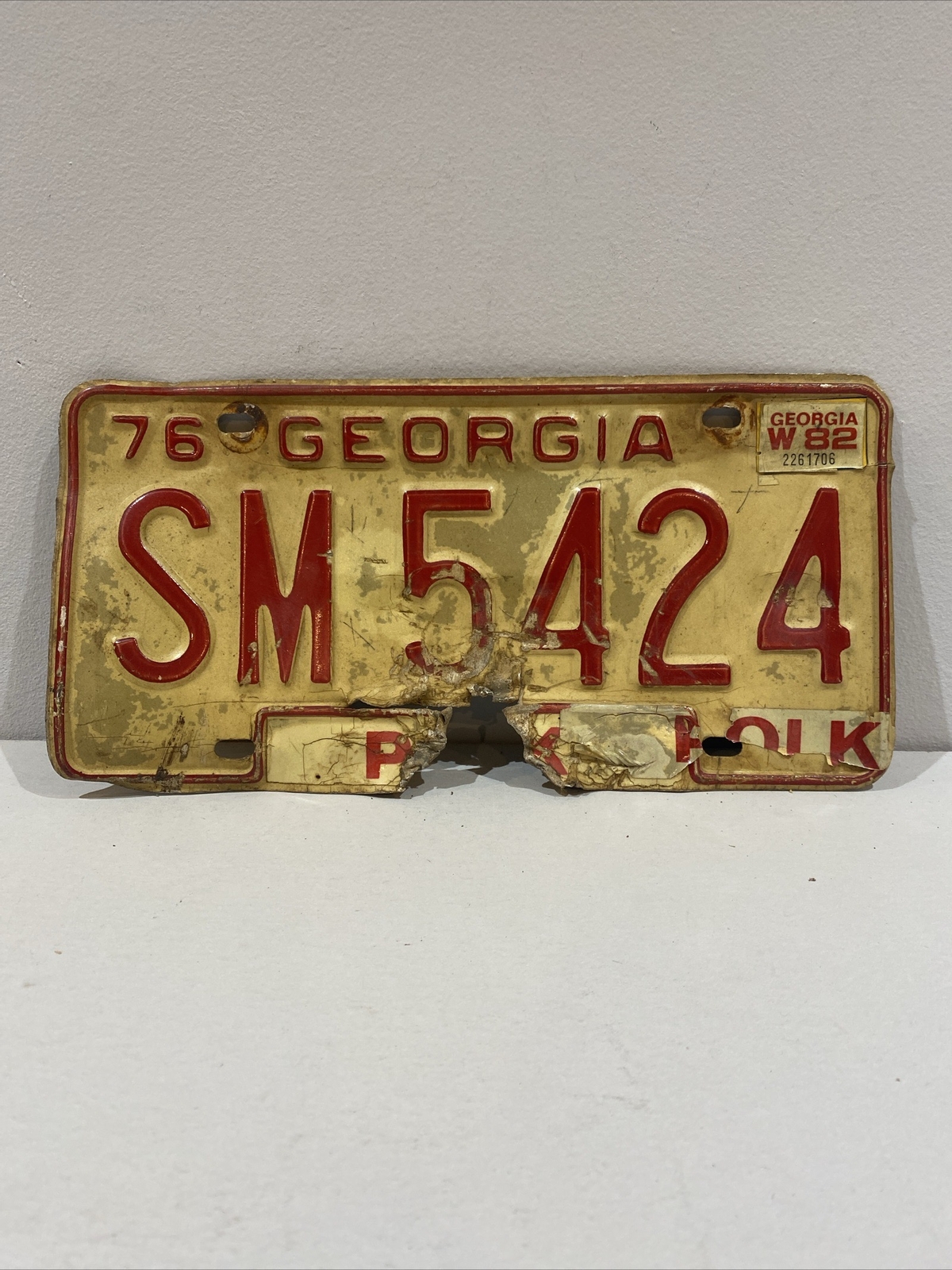 Vintage 1976 Georgia GA Polk County Metal License Plate Tag 6"x12" Man Cave/Bar