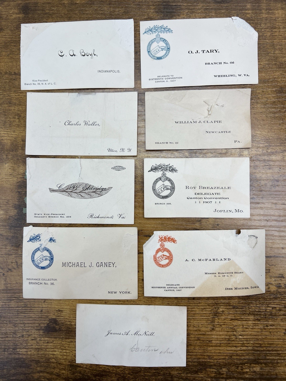 1892 1907 NALC Convention Delegate 9 Card Lot Postal Mail Union History Labor US 1892 1907 NALC Convention Delegate 9 Card Lot Postal Mail Union History Labor US