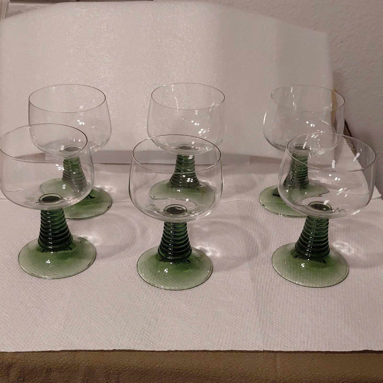 Set of 6 Vintage German Green Steam Beehive Wine Glasses. .25l z Set of 6 Vintage German Green Steam Beehive Wine Glasses. .25l z