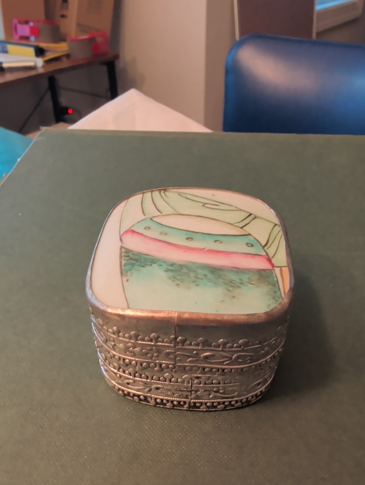 Antique 90% Japanese Silver Jewelry Box 2.25 Inch By 2.25 Inch, 1.75 In. In... Antique 90% Japanese Silver Jewelry Box 2.25 Inch By 2.25 Inch, 1.75 In. In...