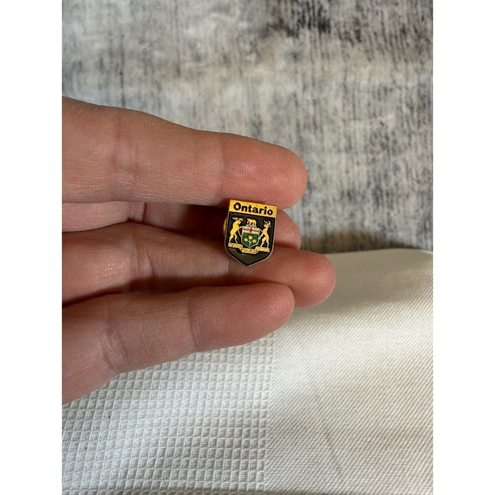 Vintage Ontario Canada Provincial Coat of Arms Enamel Lapel Pin Gold Tone Shield Vintage Ontario Canada Provincial Coat of Arms Enamel Lapel Pin Gold Tone Shield