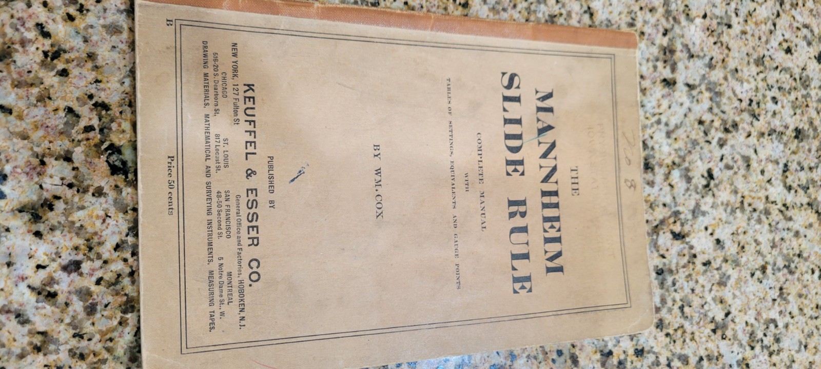 The Mannheim Slide Rule Complete Manual Keuffel & Esser WM Cox 1917 ANTIQUE