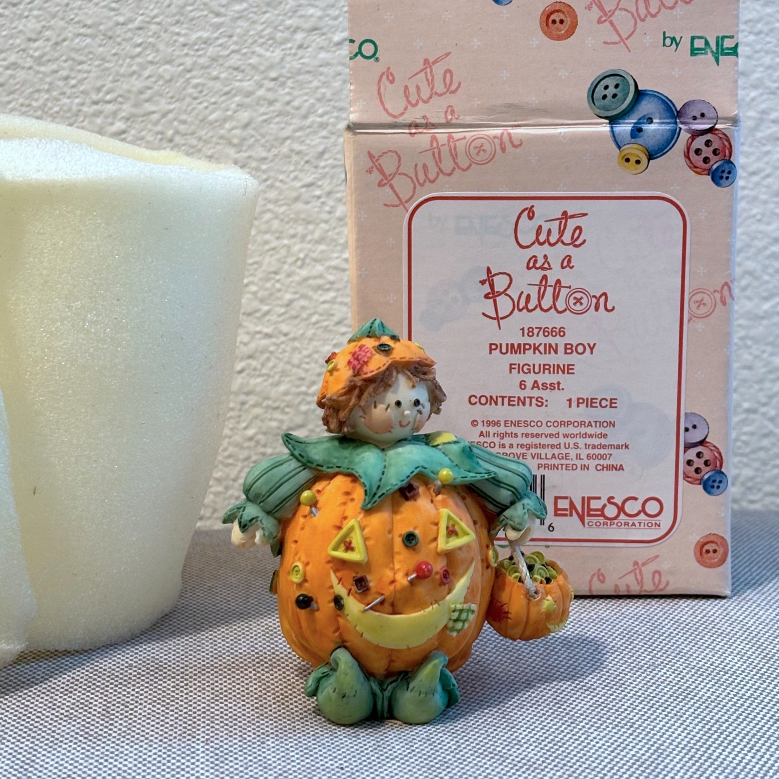 ENESCO Halloween Cute As A Button Figurine Pumpkin Costume ENESCO Halloween Cute As A Button Figurine Pumpkin Costume