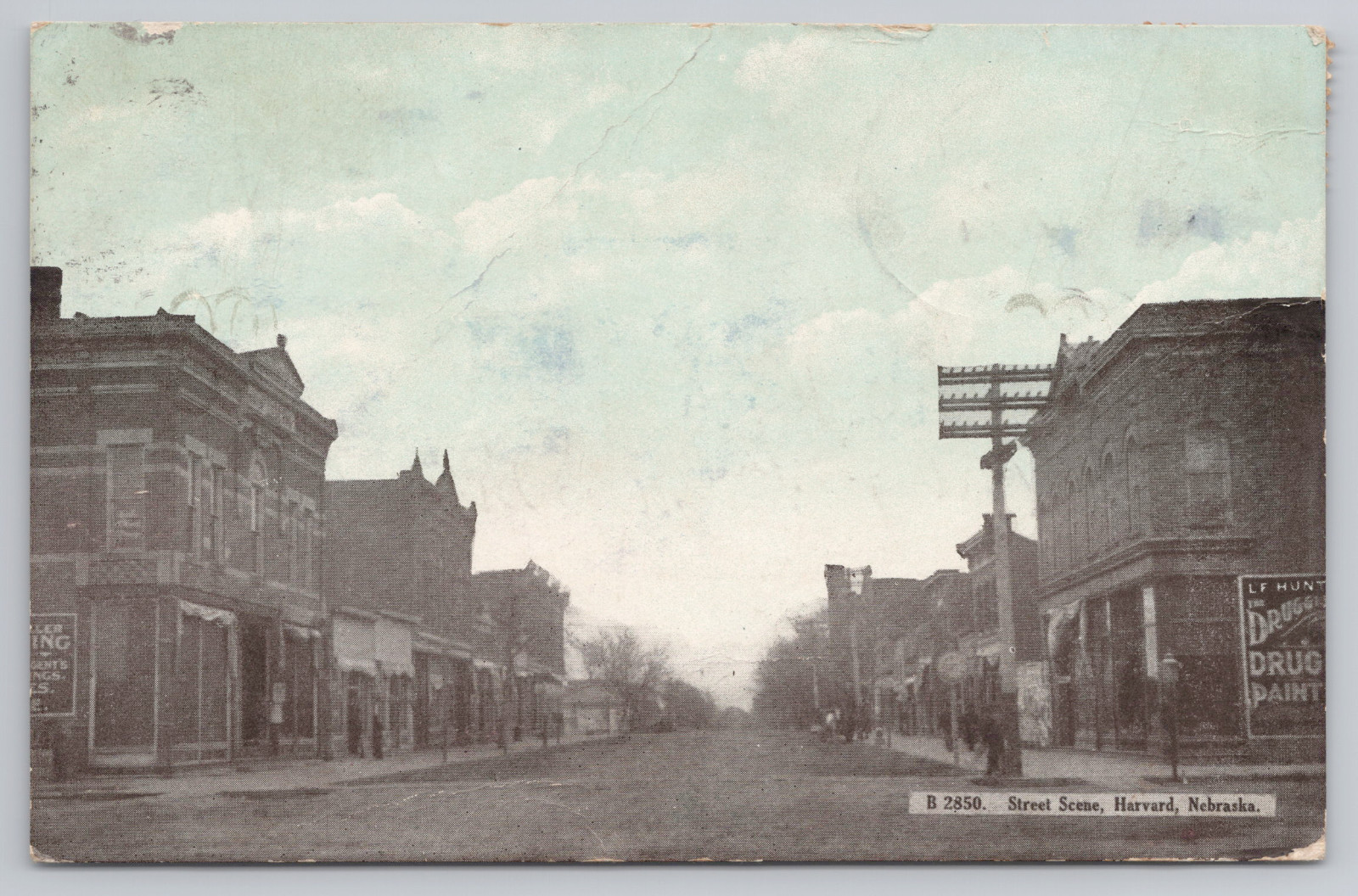 Vintage 1908 Postcard Street Scene Harvard Nebraska Drug Store View Vintage 1908 Postcard Street Scene Harvard Nebraska Drug Store View