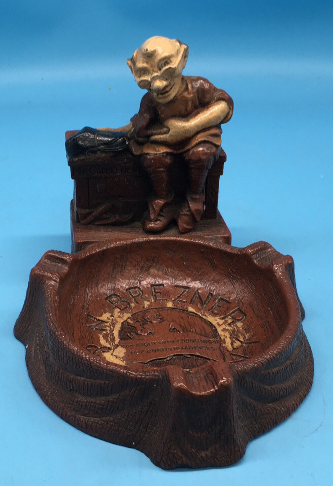 Rare Vintage N. Brezner & Company Leather Mr. Cobbleright Ashtray Boston,MA Rare Vintage N. Brezner & Company Leather Mr. Cobbleright Ashtray Boston,MA