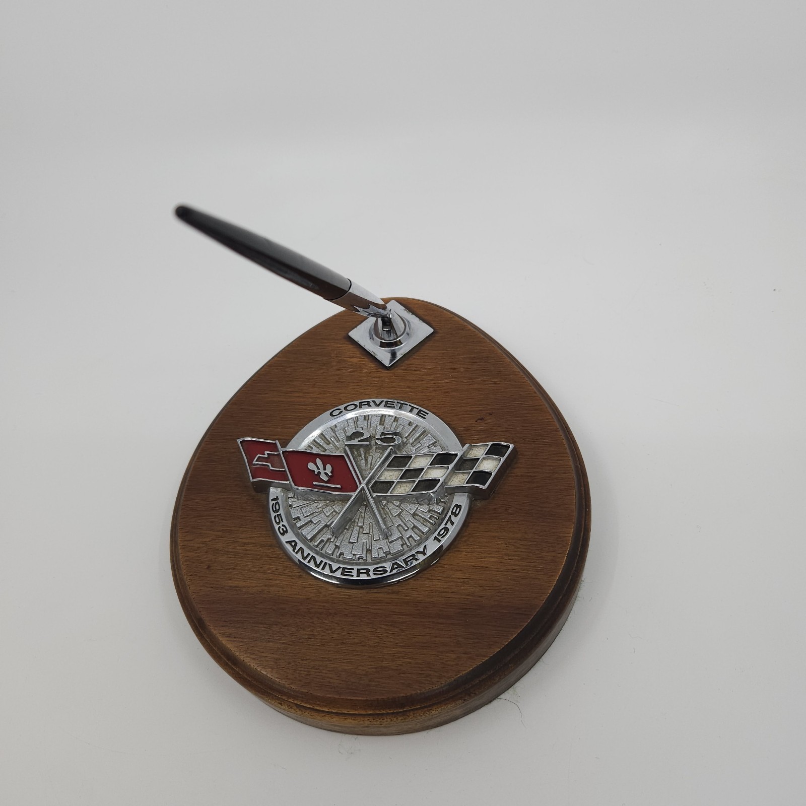 Rare Vintage Corvette 25th Anniversary Desk Top Pen Holder + Emblem - 1978 Rare Vintage Corvette 25th Anniversary Desk Top Pen Holder + Emblem - 1978