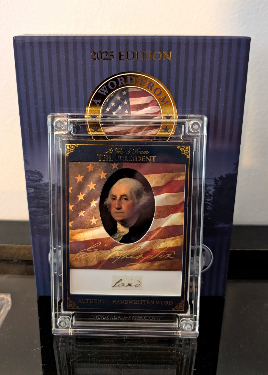 George Washington 2025 A Word From POTUS Handwritten Word Card "land" AWF-GW1