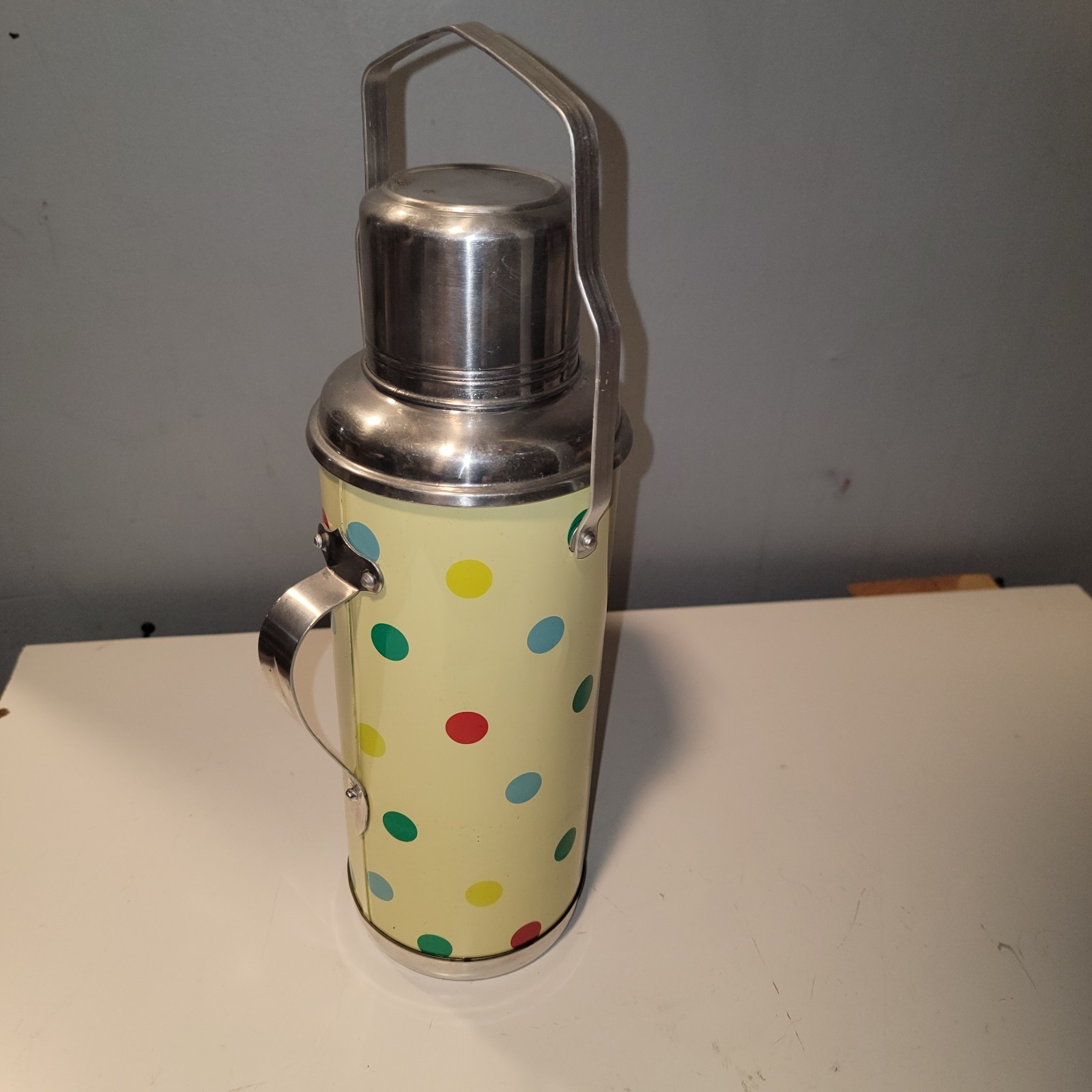 Vintage 1950/60s Polka Dot German Glass Insulated Aluminum Thermos Vintage 1950/60s Polka Dot German Glass Insulated Aluminum Thermos