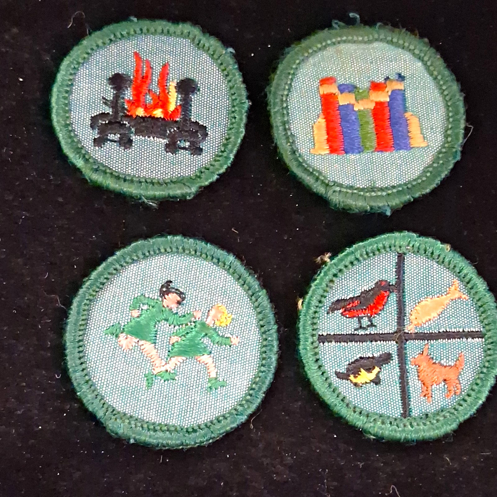 Girl Scouts: Lot of 4 Embroidered Badge Patches Green Border VTG & Retired Girl Scouts: Lot of 4 Embroidered Badge Patches Green Border VTG & Retired