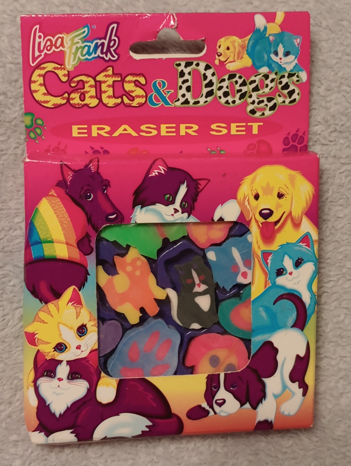Lisa Frank Eraser Set NOS 90s Vintage Cats and Dogs 