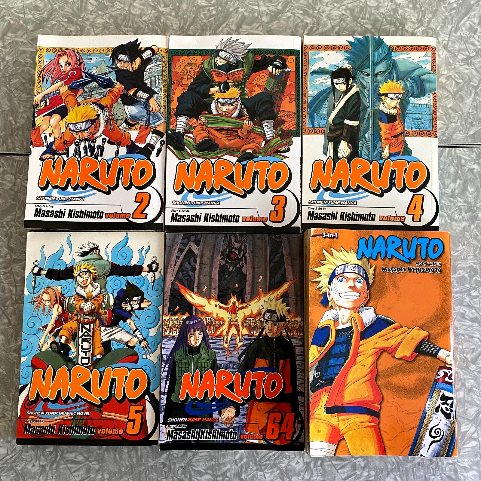 6x Naruto Manga Lot 2 3 4 5 64 +10/11/12 Omnibus Volumes Shonen Jump *Very Worn*