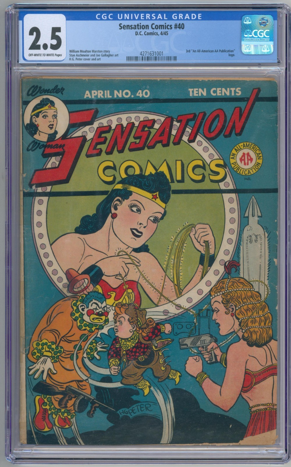 Sensation Comics #40 CGC 2.5 DC Comic 1945 Wonder Woman Sensation Comics #40 CGC 2.5 DC Comic 1945 Wonder Woman
